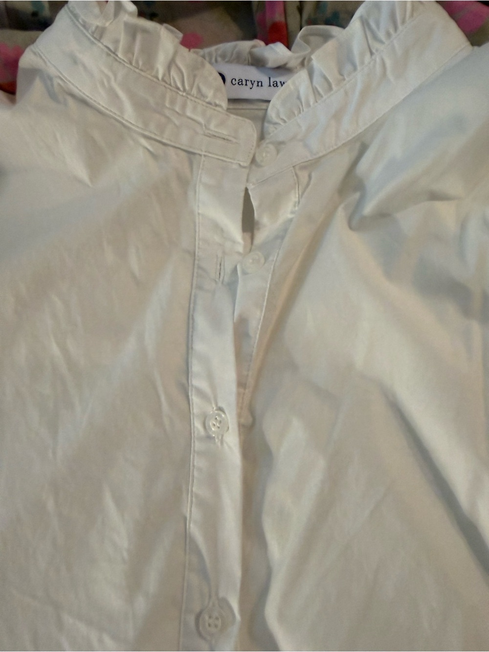 White Ruffle-Collar Long Sleeve Shirt Dress - Picture 10 of 10